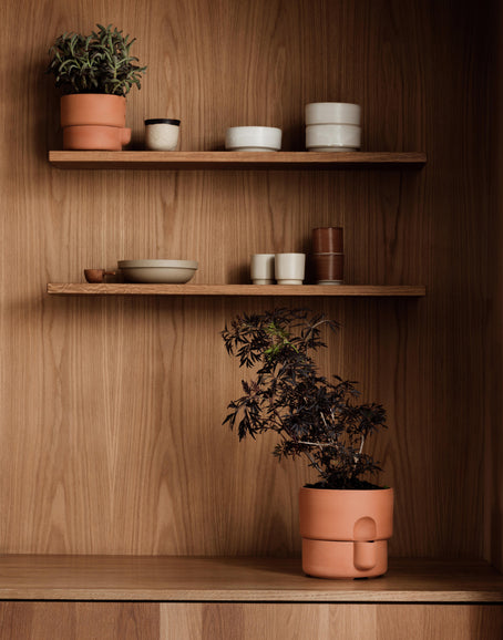 Oasis planters terracotta kitchen shelf Photo Einar Aslaksen
