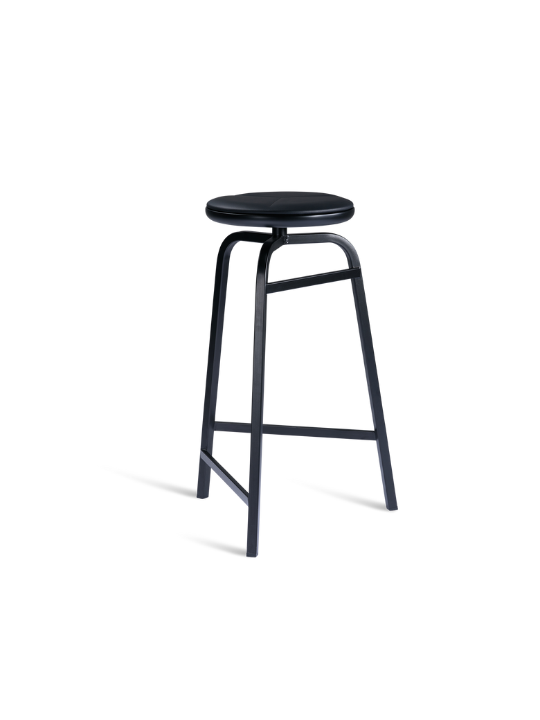 Treble Barstool H65 Black-black leather-seat