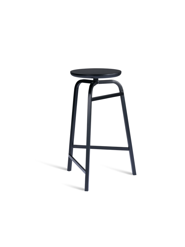 Treble Barstool H65 Black-black wood-seat