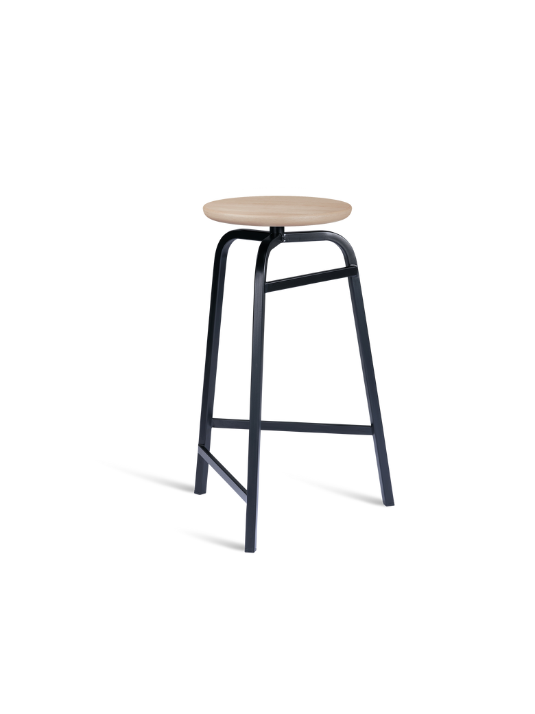 Treble Barstool H65 Black-light-oak wood-seat