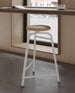 Treble bar stool white brown-leather-seat cafe single